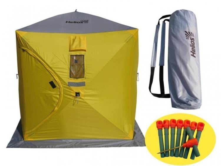 Палатка для зимней рыбалки Helios Куб 1.5х1.5м 4 Желтых/1 серый